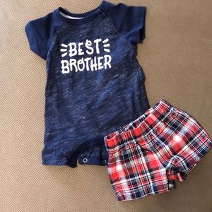 Newborn boy set of onesie and shorts